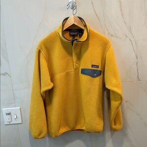 Patagonia Mustard Fleece with Blue lined Pocket